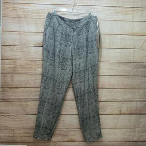 Kenar Women's Size Large Black White Check Print Rayon Pants Slim Straight Leg